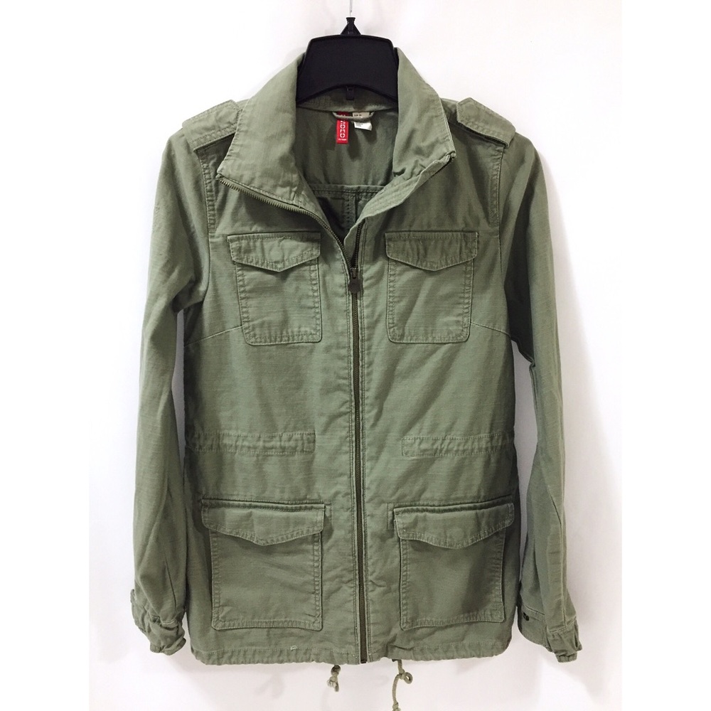 H&M Divided Cargo Jacket Size 6 Army Green